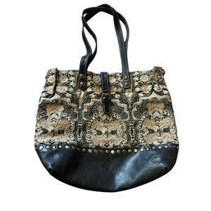 Patricia Nash Italian Folklore Perugia Tote Tapestry Leather Trim Tote Bag